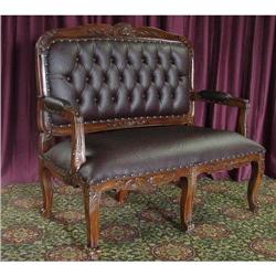 FRENCH VICTORIAN LEATHER LIBRARY SOFA SETTEE #2234952