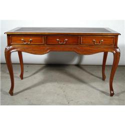 ANTIQUE STYLE WALNUT INLAID 3 DR OFFICE DESK #2234954