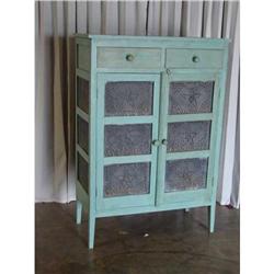 ANTIQUE TIN PUNCH AMERICANA CUPBOARD CABINET #2234983