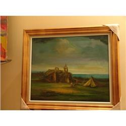 Russian Painting  w/a tente and old church  #2235000