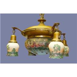 Hand Painted Shade Center Globe Fixture Lamp #2235009
