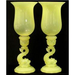 Dolphin Form Sandwich Glass Candle Sticks #2235023