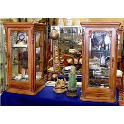 Pair 19th Century Victorian Carved Oak Showcase#2235028
