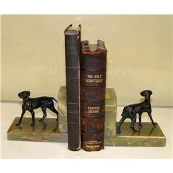 Art Deco Bronze & Onyx Dog Bookends Book Holder#2235040