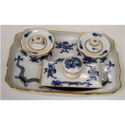 Meissen Porcelain Desk Set Pen Tray Ink Well #2235047