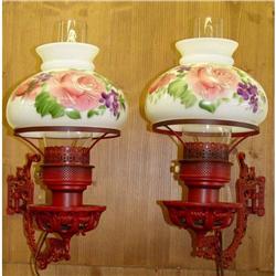 Red Swing Arm Wall Sconces Gas Lamp Fixture #2235050