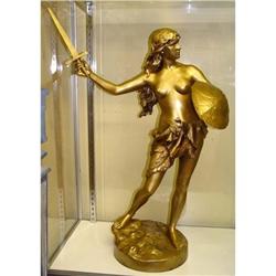 19c French Spelter Female Warrior Sculpture #2235069