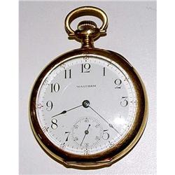 14kt Gold Waltham Pocket Watch 14k Enamel Dial #2235088