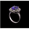 Image 4 : 4.35 ctw Tanzanite and Diamond Ring - 14KT White Gold