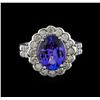 Image 2 : 4.04 ctw Tanzanite and Diamond Ring - 14KT White Gold