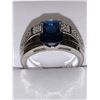 Image 1 : Ladies Emerlad Cut blue topaz solitaire .925 stamped Ring