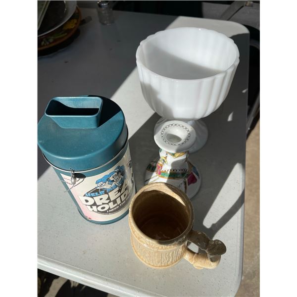 Milk Glass Fruit Bowl & Extras