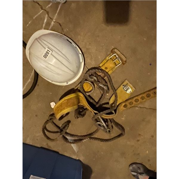 Safety Harness and White Hard Hat