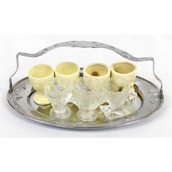 Vintage Egg Cups on Tray