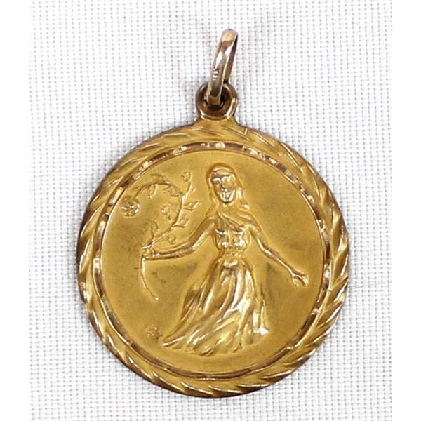 14K Yellow Gold Zodiac Pendant