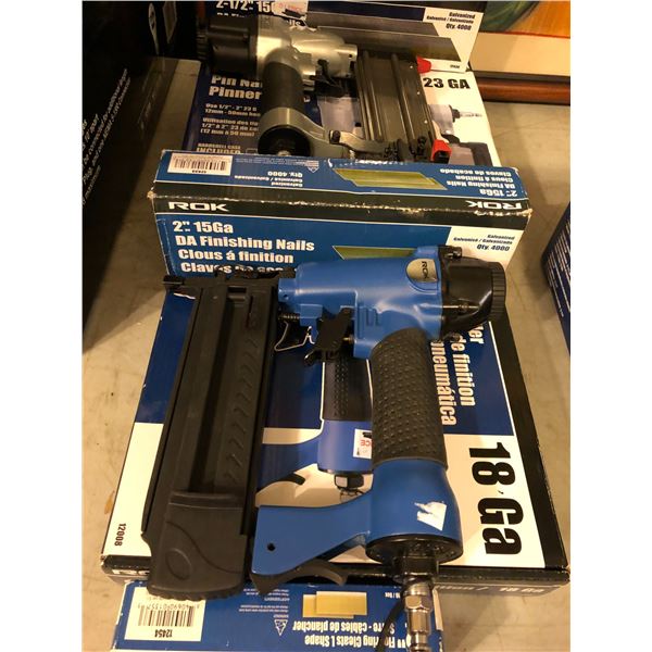ROK set of 2in pin nailers & 2in brad nailer w/ 3 boxes of finishing nails