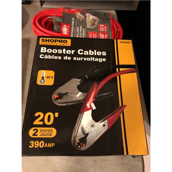 Shopro Professional booster cables 20ft 2 gauge 390AMP & Summit Tools lighted extension cord 50ft