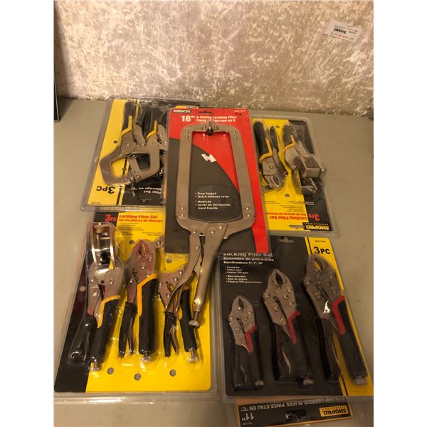 Group of Shopro Professional & Brico tools - c-clamp locking piler/ locking piler sets etc.