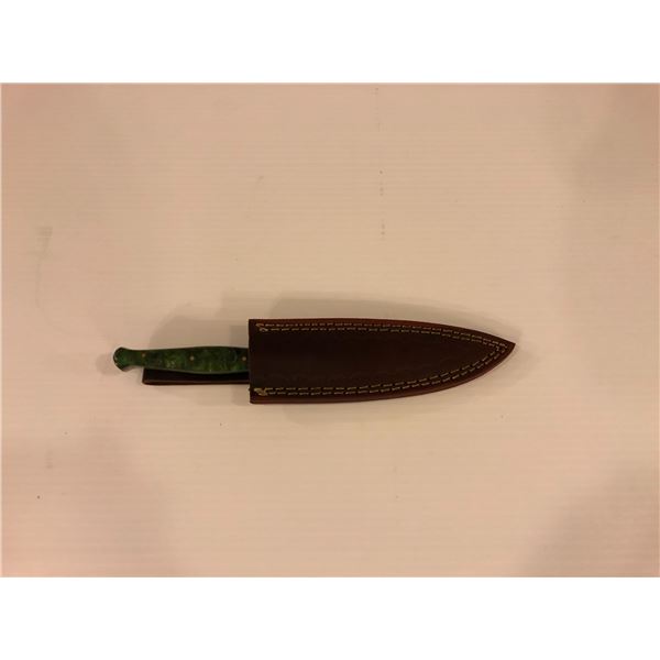 Handmade knife w/ leather sheath - approx. 8 3/4in