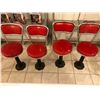 Image 1 : Set of 4 1950's red & chrome ice-cream parlour stools w/ black pedestal base
