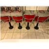 Image 2 : Set of 4 1950's red & chrome ice-cream parlour stools w/ black pedestal base