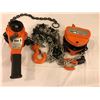 Image 1 : Two ROK chain hoists - 1 ton block hoist & 0.75 ton lever hoist