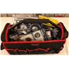 Image 1 : NEW ROK tool tote filled w/ assorted NEW items - wire brush set/ surface sanding kit/ drill set/ pol