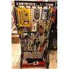 Image 1 : Black metal product display stand filled w/ assorted new products - multi purpose hacksaw/ fencing p