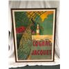 Image 2 : Large authentic original Cognac Jacquet by Bouchet framed peacock advertisement - 4ft across x 5ft 4