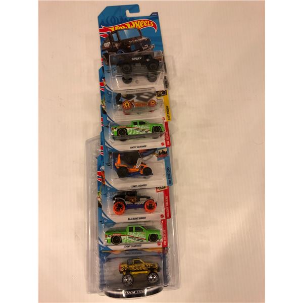 Group of 7 NEW collectible Hot Wheels die-cast cars. (Treasure Hunt Series)