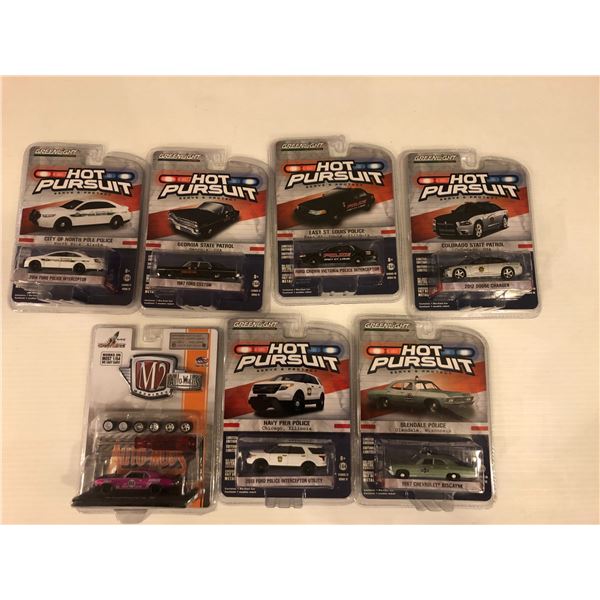 Group of 7 collectible NEW die-cast cars - 6 Greenlight Collectibles Hot Pursuit & 1 Castline M2 Mac