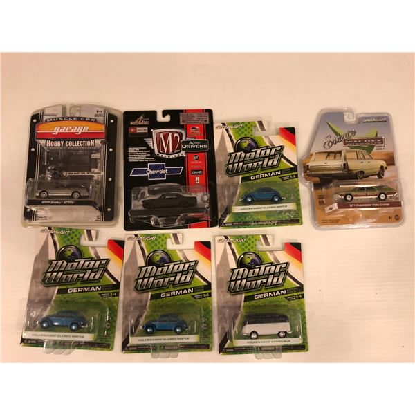 Group of 7 NEW collectible die-cast cars - 4 Greenlight Motor World/ 1 Castline M2 Machines/ 1 Green