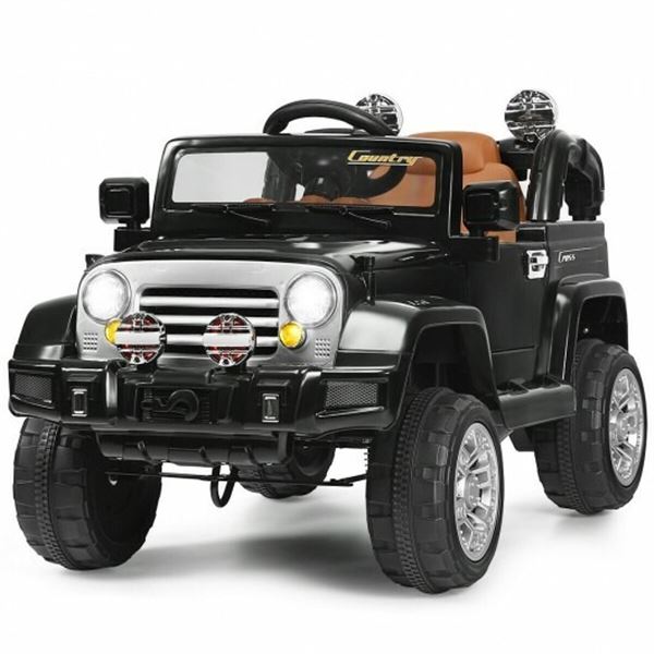 Black 12V kids ride-on truck w/ mp3 & LED lights - TY327690BK