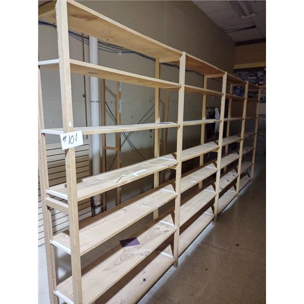 APPROX. 16 RUNNING FT LUNDIA SHELVING, 5 UPRIGHTS, 28 SHELVES