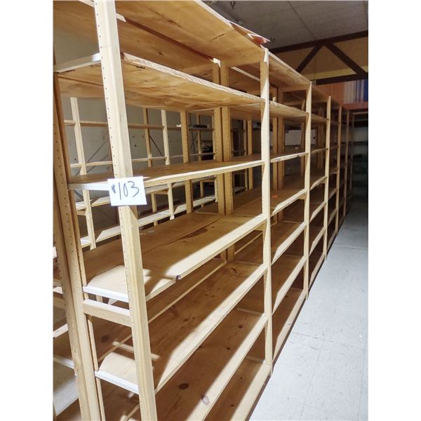 APPROX. 24 RUNNING FT LUNDIA SHELVING, 7 UPRIGHTS, 42 SHELVES