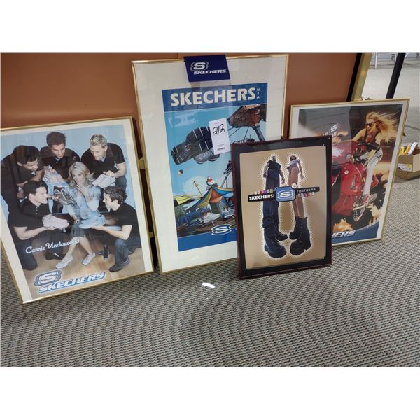 4 PC SKETCHERS FRAMED ADVERTISING POSTERS LOT