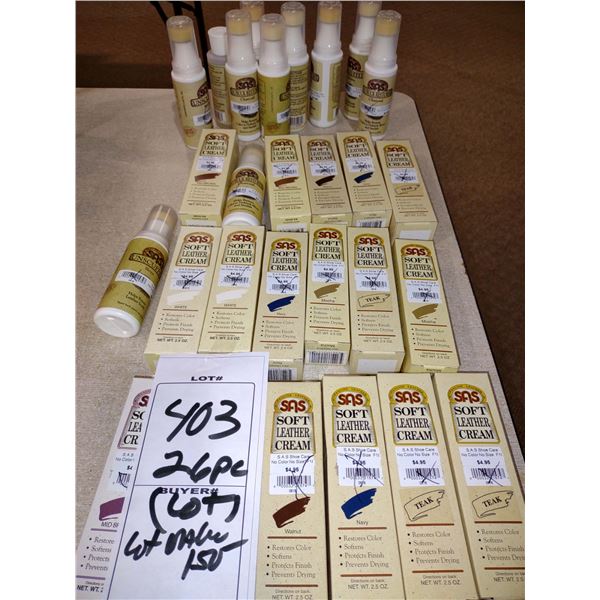 LOT OF APPROX. 26 PC SAS LEATHER SHOE CARE PRODUCT, NEW IN BOX