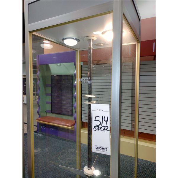 GLASS ELECTRIC REVOLVING LIGHT UP FLOOR DISPLAY, 83"H X 22"W X 22"D