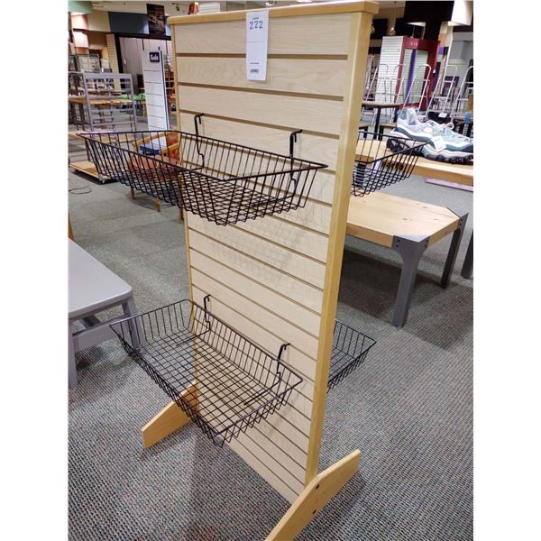 WOOD DISPLAY STAND WITH 4 METAL BASKETS