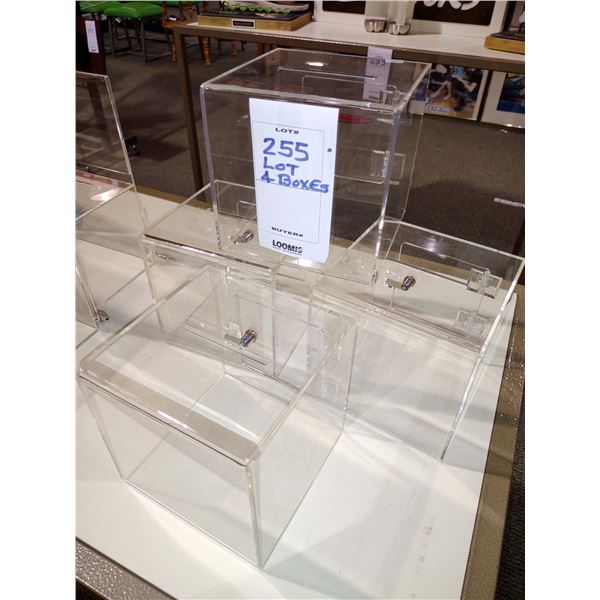 LOT OF 4 ACRYLIC DISPLAY BOXES, 6.5"H X 6.5"W X 6.5"D