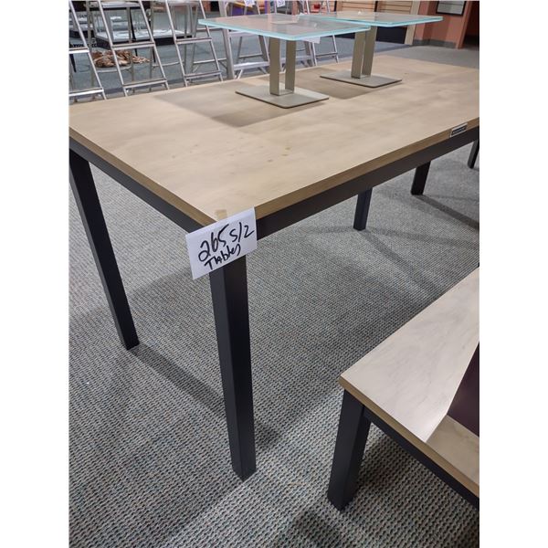 PAIR OF HIGH END WOOD/METAL ROCKPORT DISPLAY TABLES