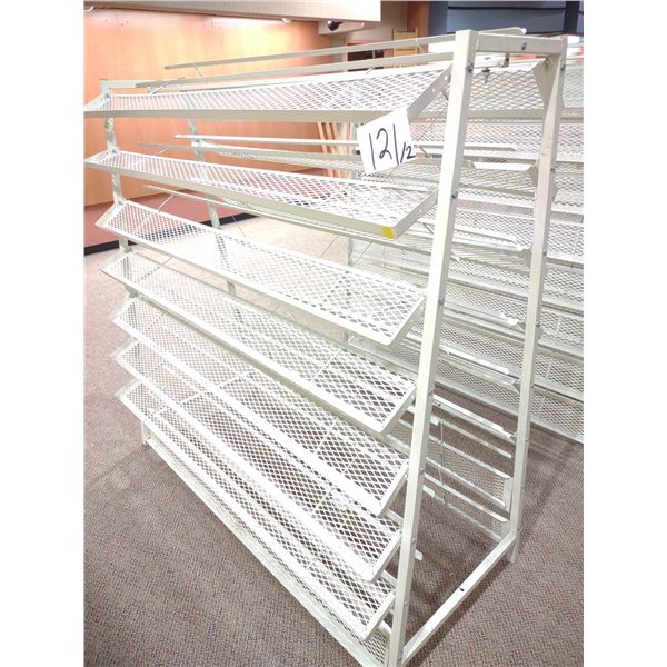 NEW OR LIKE-NEW POWDER COATED METAL SHOE DISPLAY RACK, WHITE, COST APPROX $500.00 EA. NEW (X2)