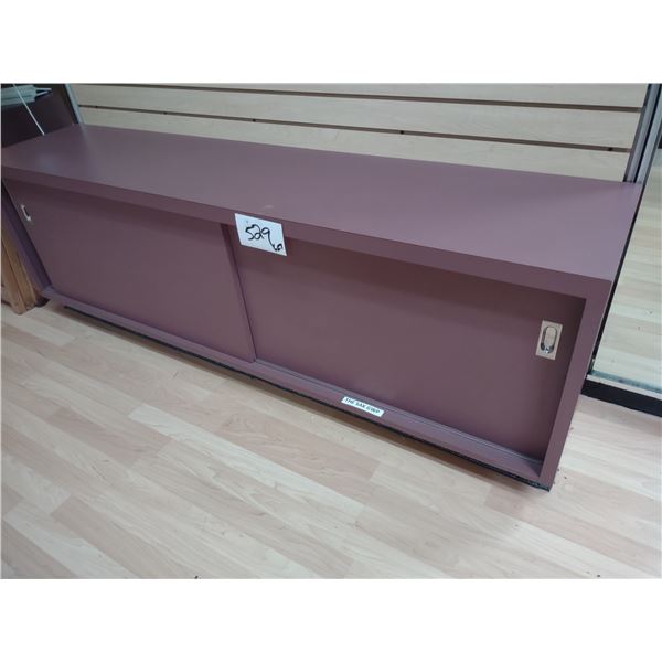 LOW PROFILE 6 FT DISPLAY UNIT, W/ SLIDING DOORS, MAUVE