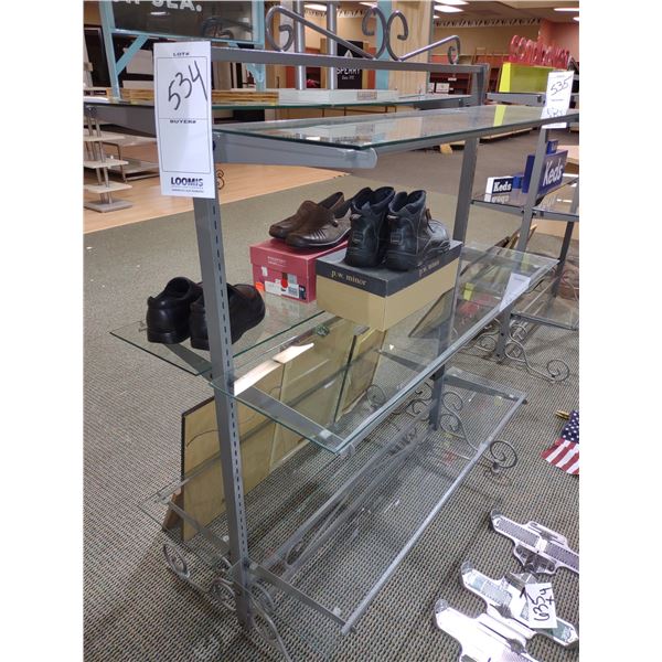 LIKE-NEW METAL/GLASS DISPLAY SHELF, 5FT HIGH X 26" WIDE