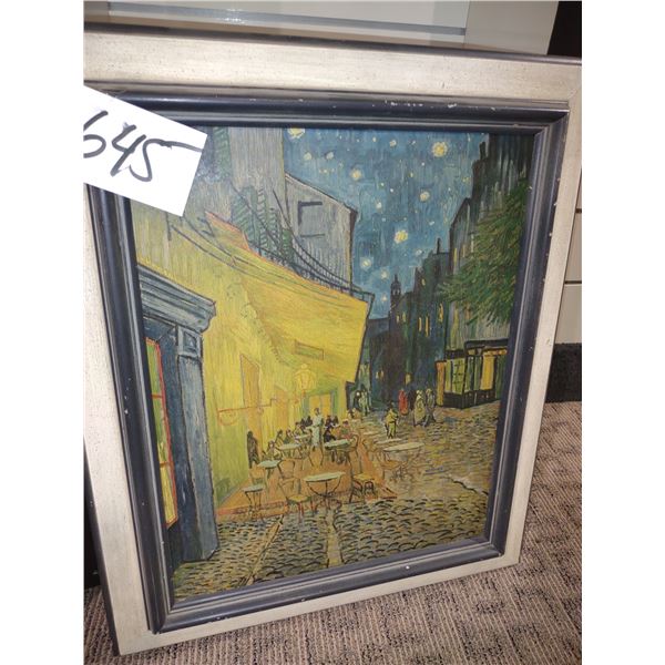 VINTAGE VINCENT VAN GOGH "OPEN AIR CAFE" FRAMED LITHOGRAPH, CATALDA FINE ARTS, 25"W x 28.5"T
