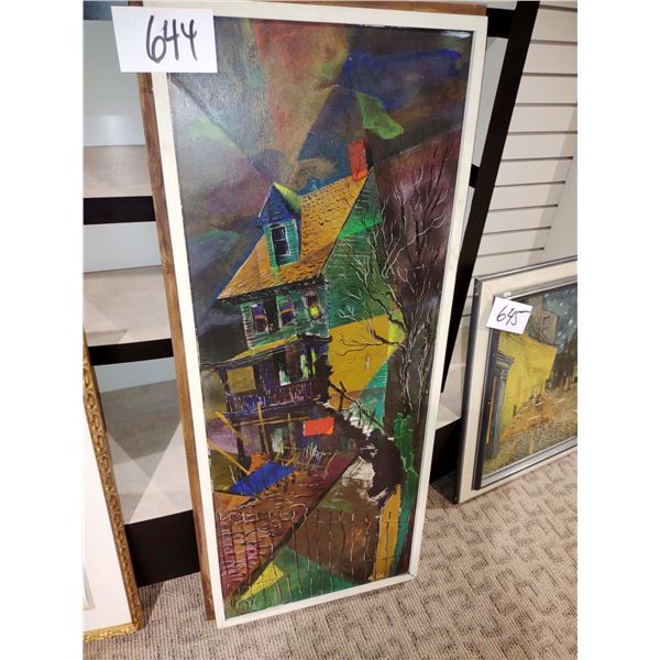 SIGNED PAINTING, H. LISI, FRAMED, 21.5"W x 50.5"T