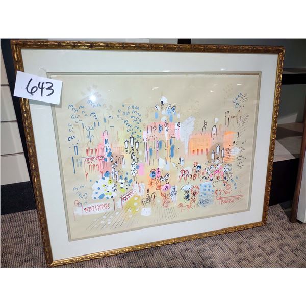 SIGNED COBELLE WATERCOLOR W/ OIL HIGHLIGHTS "L'ARC DE TRIOMPHE"