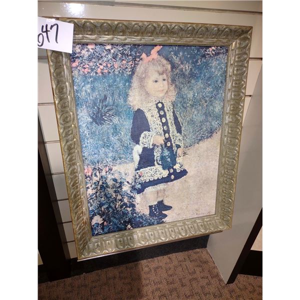 RENIOR "A GIRL WITH A WATERING CAN" FRAMED PRINT, 32"T x 26"W