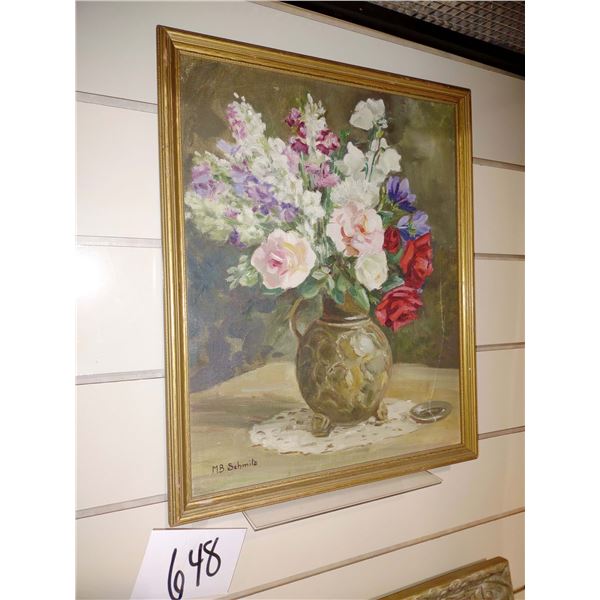 FRAMED ART BY MB SCHMITZ, 1953 EUPEN, BELGIUM, 21.5"T x 17.5"W