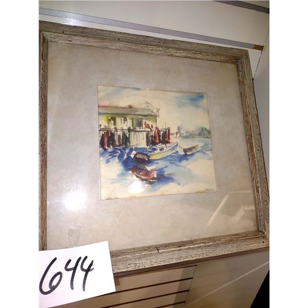ORIGINAL WATERCOLOR PAINTING, SIGNED NAYARRO, FRAMED AND MATTED, 18.5"W x 17.5"T